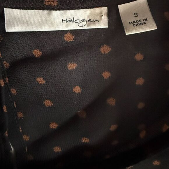 Halogen Black & Brown Polka Dot Sheer Sleeveless Top Size S - Picture 9 of 11